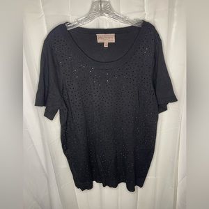 Philosophy.  1X.  sequins.  short sleeve top.